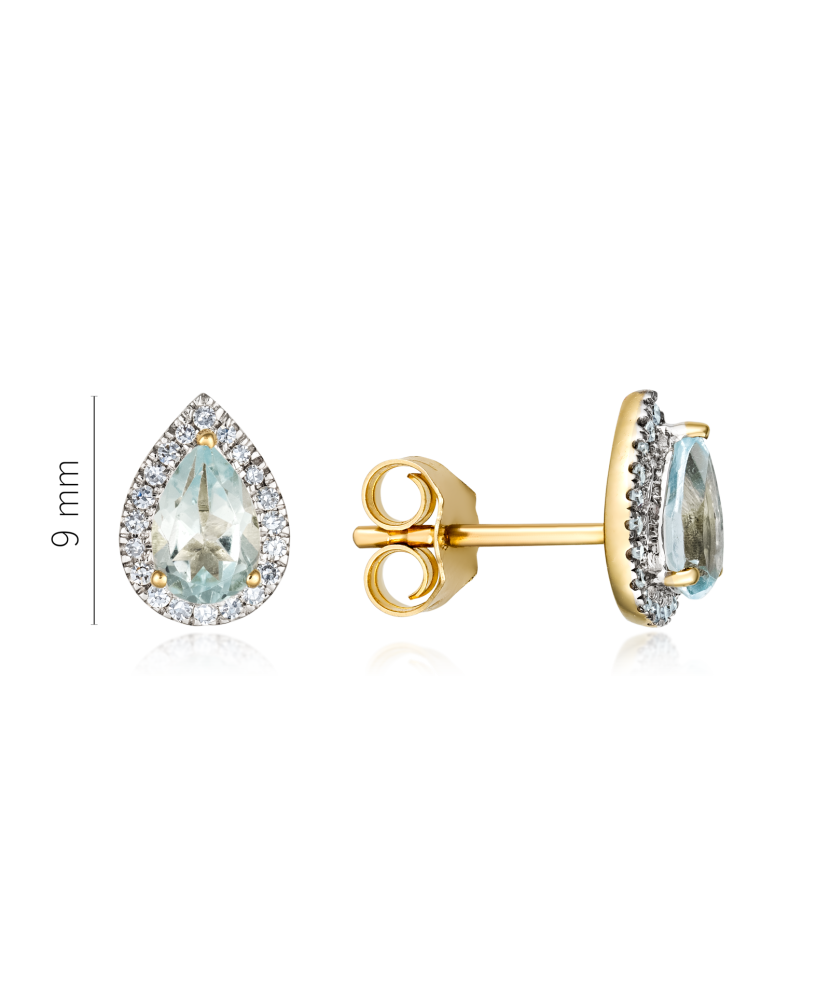Yellow gold earrings with diamonds and white topaz
