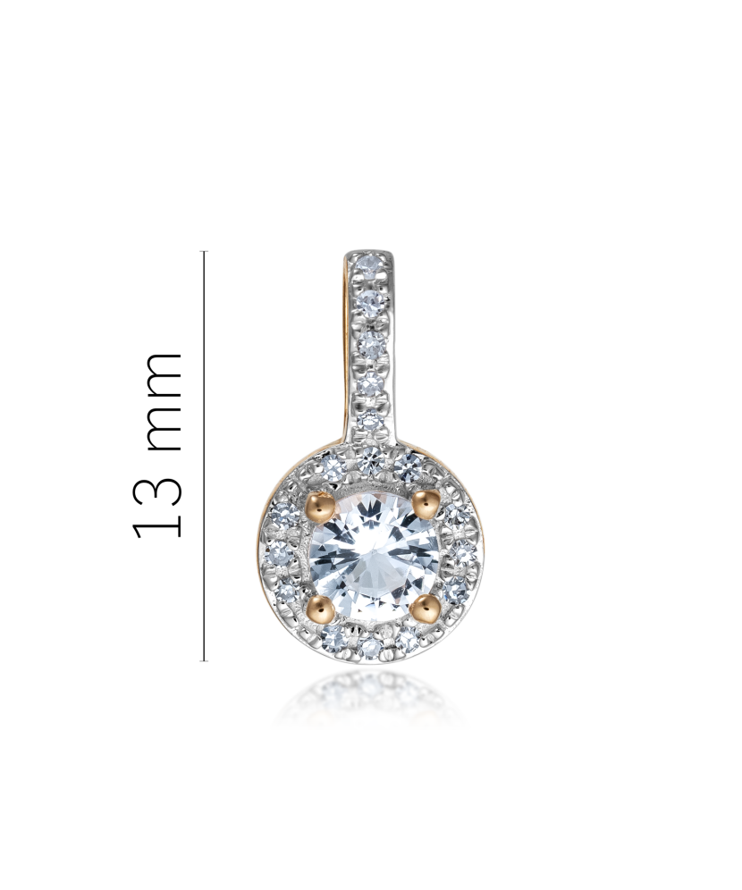 Gold pendant with diamonds and clear topaz