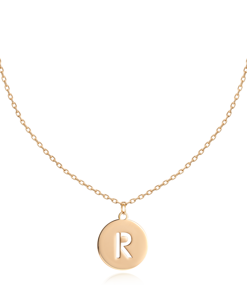 Gold chain with pendant letter R