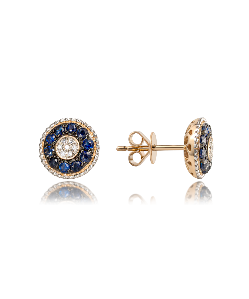 Gold earrings with sapphires and diamonds