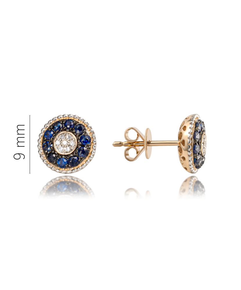 Gold earrings with sapphires and diamonds