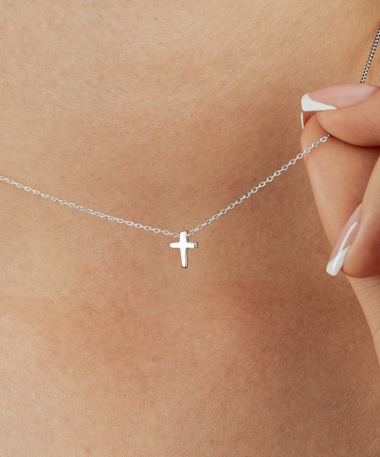White gold chain with pendant "Cross"
