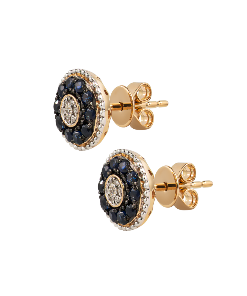 Gold earrings with sapphires and diamonds