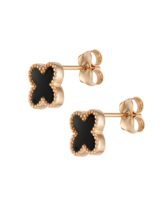 Gold earrings with onyx