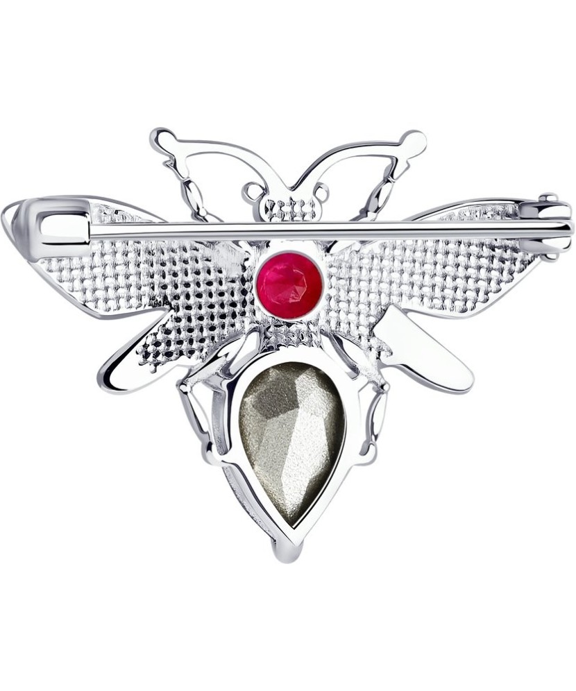 Sterling silver  brooch with corundum, crystals and enamel