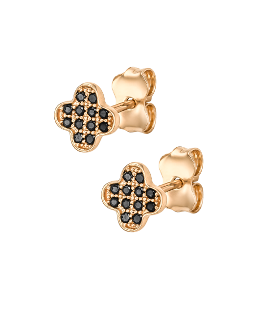 Gold earrings with zircons