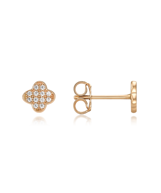 Gold earrings with zircons