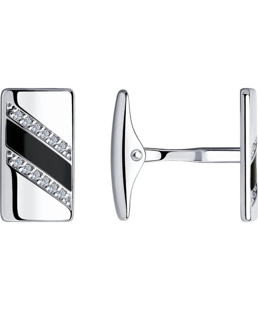 Sterling silver cufflinks with enamel and zircons