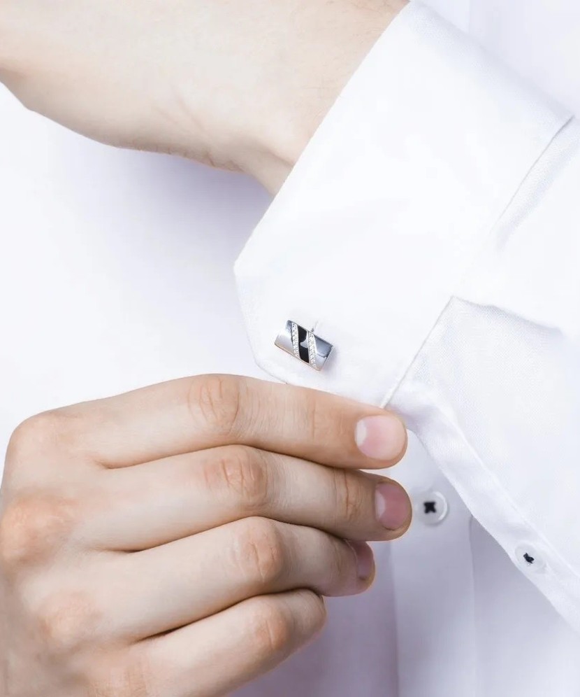 Sterling silver cufflinks with enamel and zircons
