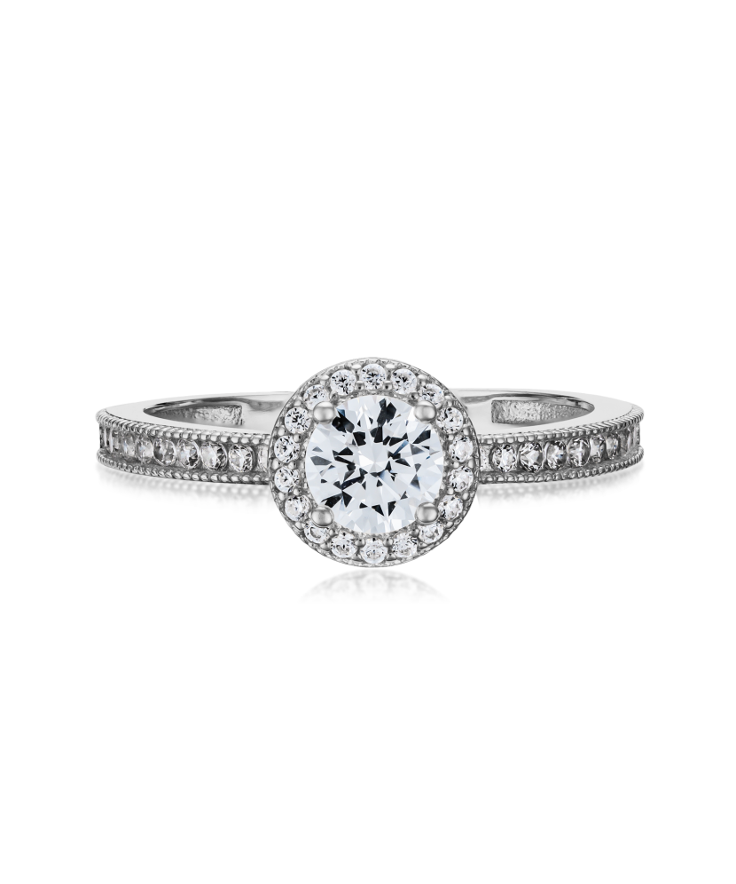 Кольцо из белого золота с цирконами