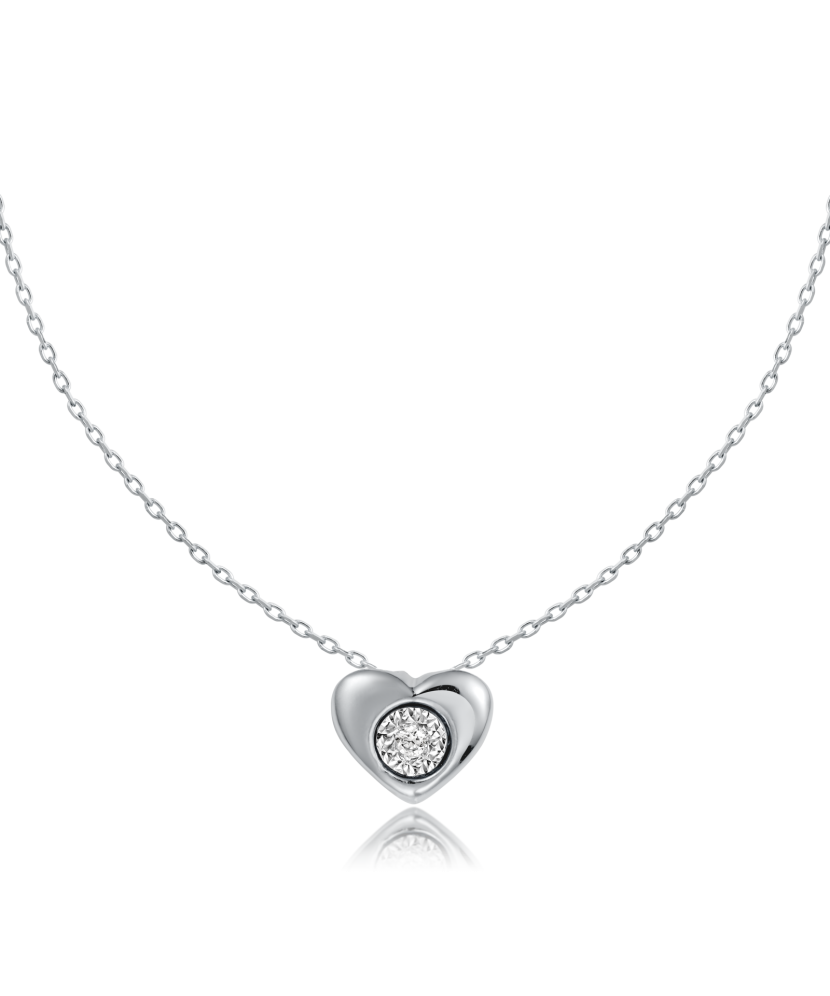 White gold chain with diamond pendant "heart"