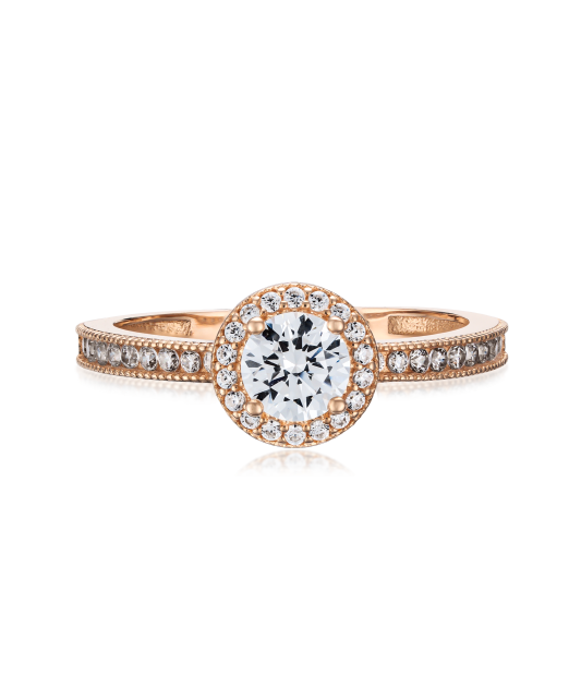 Gold ring with zircons