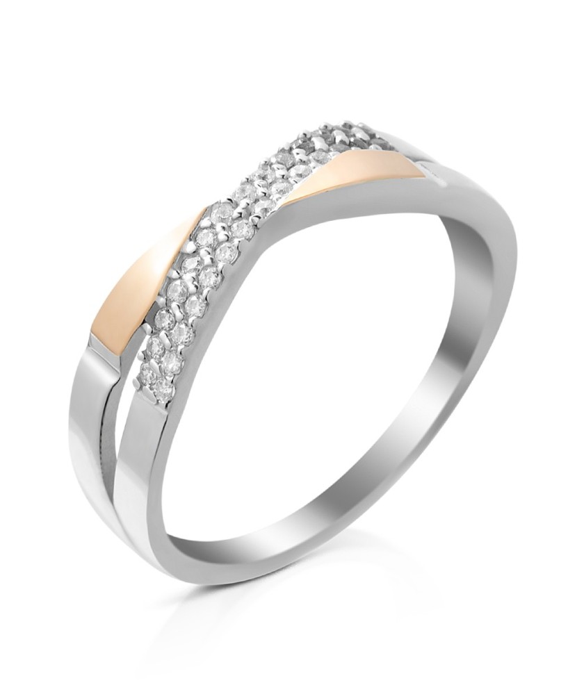 Gold plated Sterling silver ring with zircons 