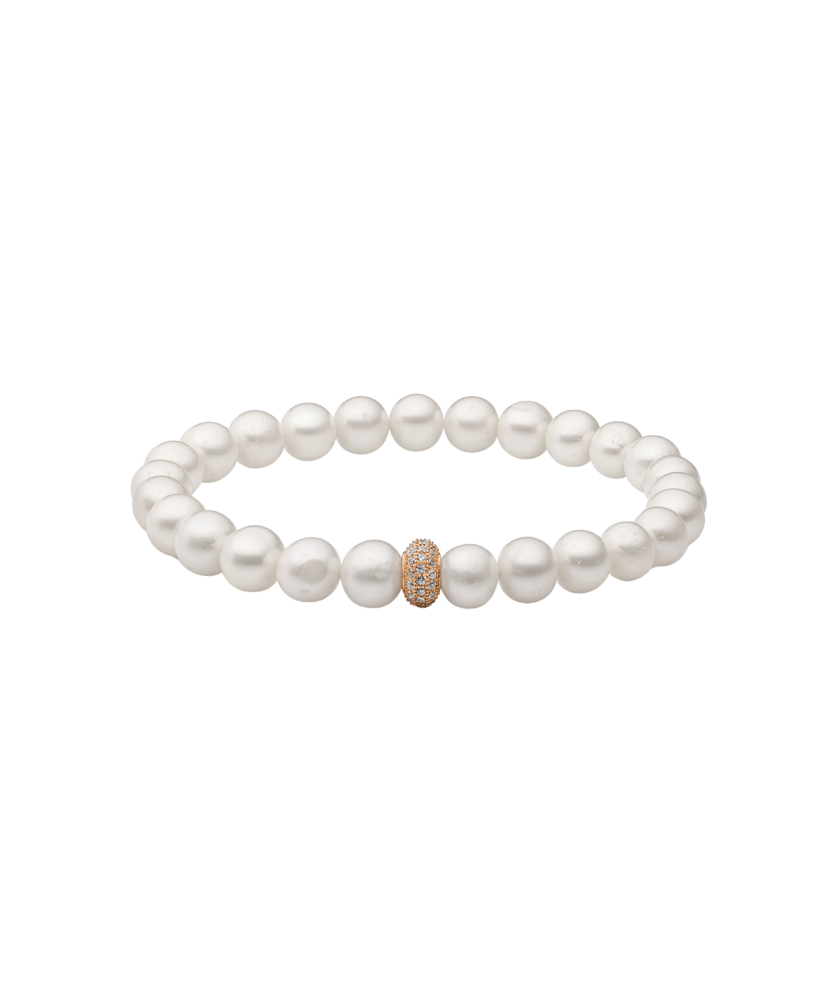 Pearl bracelet with gold-plated silver and zircons