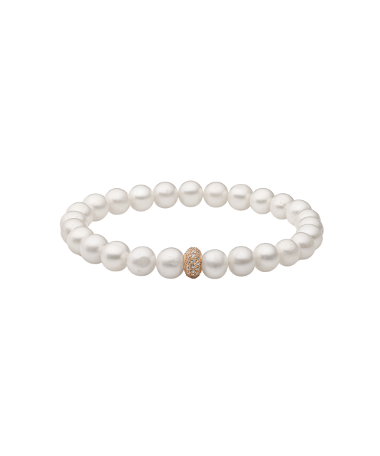 Pearl bracelet with gold-plated silver and zircons