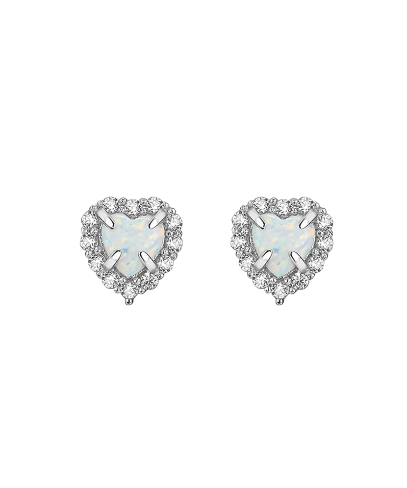 Серьги из серебра с опалом и цирконами