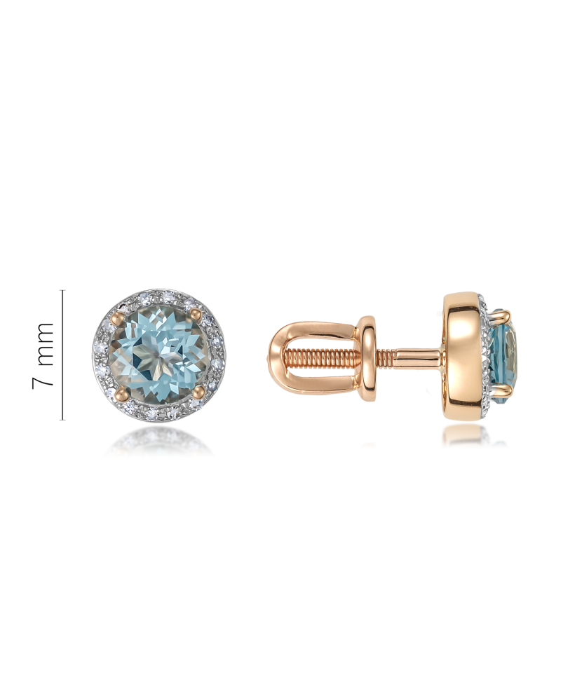 Gold earrings with diamonds and topazes