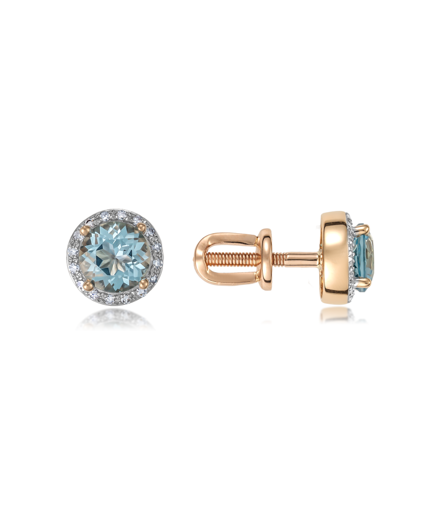 Gold earrings with diamonds and topazes