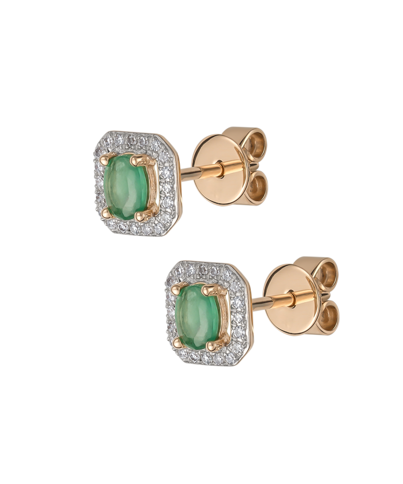 Gold earrings with emeralds and diamonds