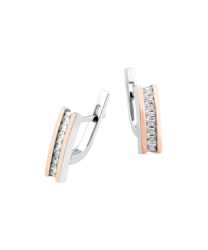 Sterling silver earrings gold plated with zircons Sterling silver earrings gold plated with zircons