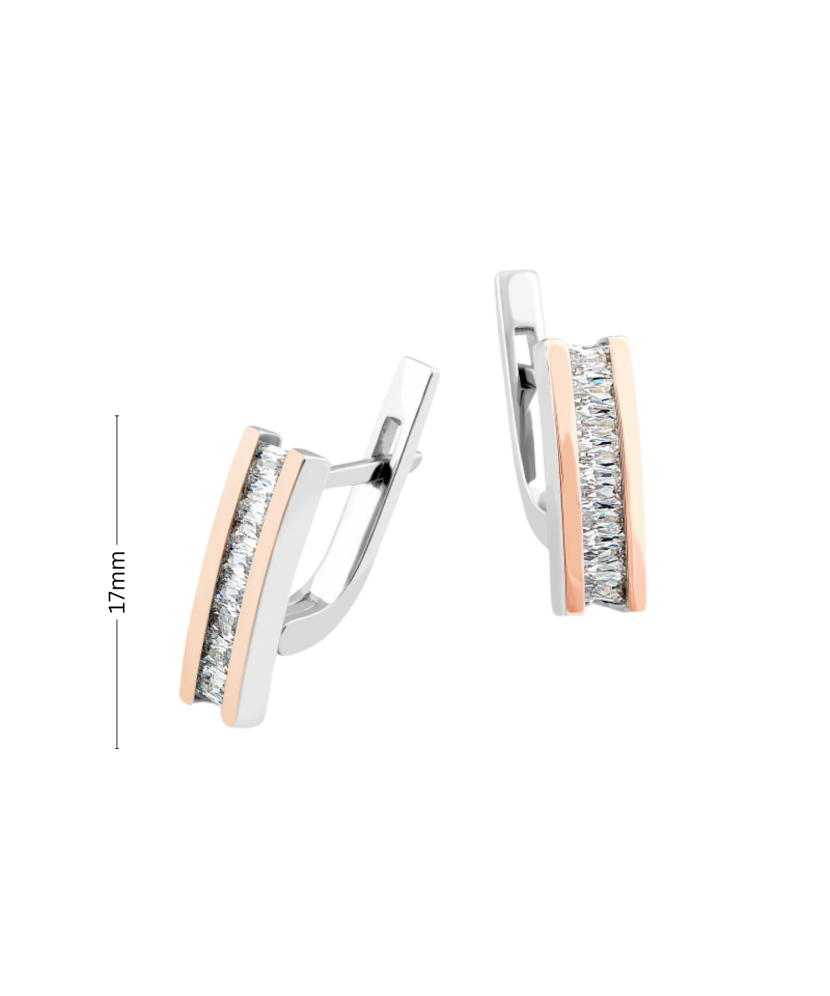 Sterling silver earrings gold plated with zircons Sterling silver earrings gold plated with zircons