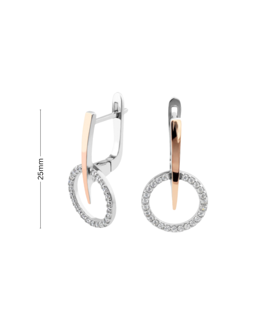 Sterling silver earrings gold plated with zircons