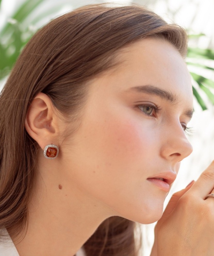 Sterling silver earrings gold plated with amber Sterling silver earrings gold plated with amber