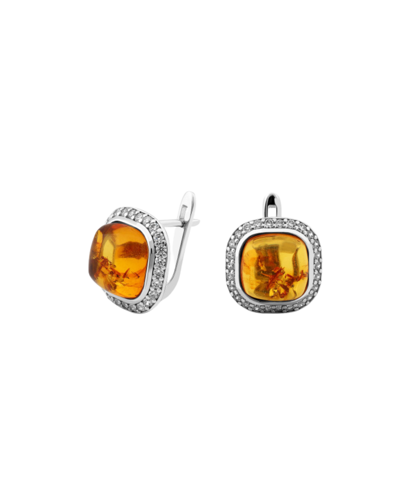 Sterling silver earrings gold plated with amber Sterling silver earrings gold plated with amber