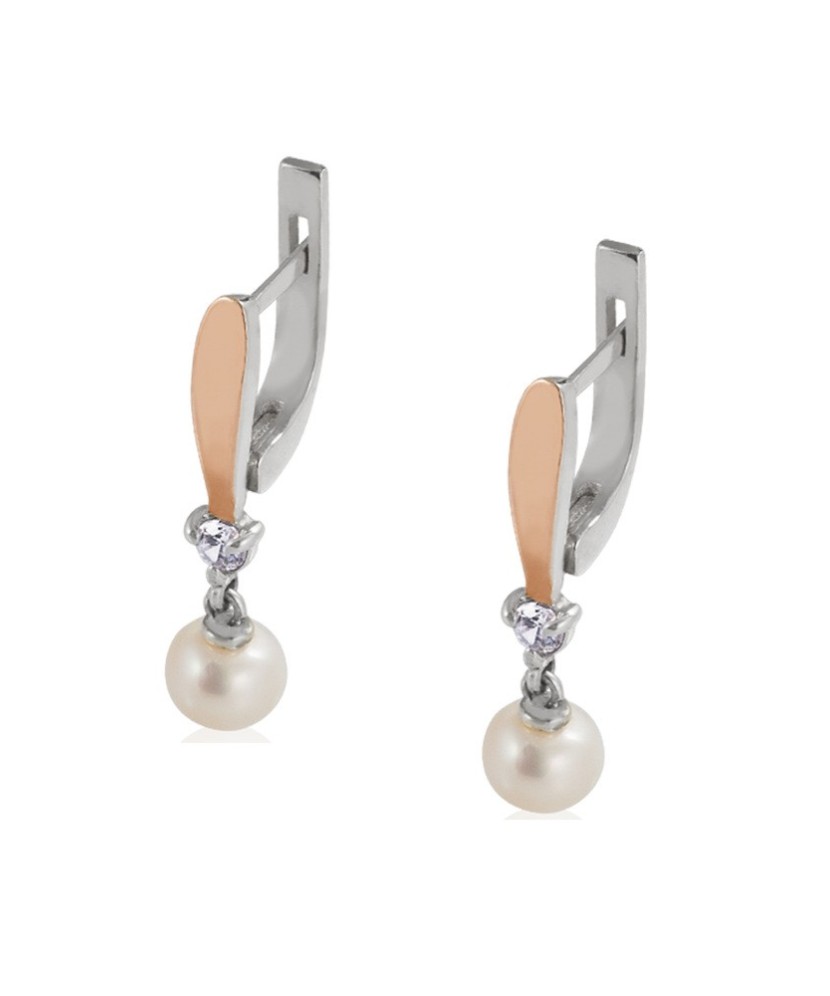 Sidabriniai auskarai su perlu dengti auksu  - Goldinga