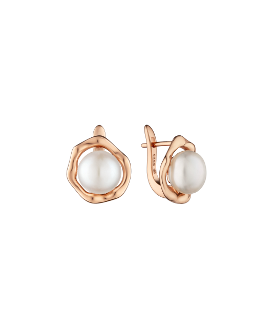 Gilded sterling silver earrings with pearls