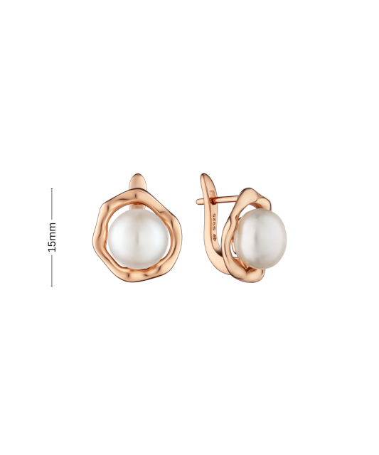 Gilded sterling silver earrings with pearls