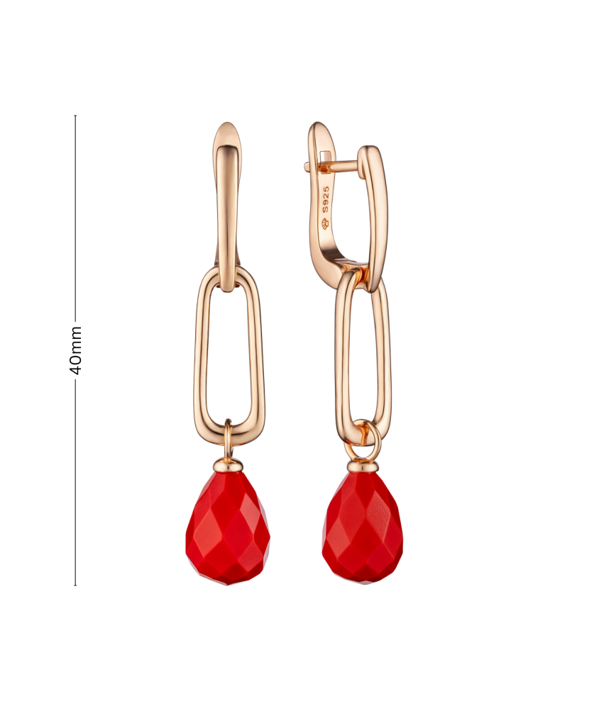 Серьги из позолоченного серебра с кораллами