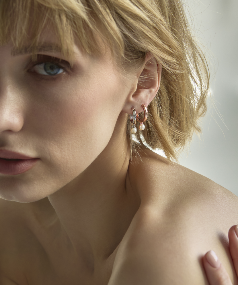 Позолоченные серьги из серебра с жемчугом