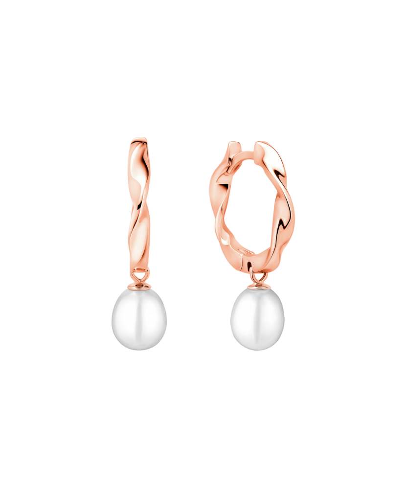 Gilded sterling silver earrings with pearls