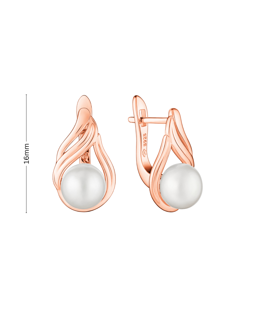 Gilded sterling silver earrings with pearls