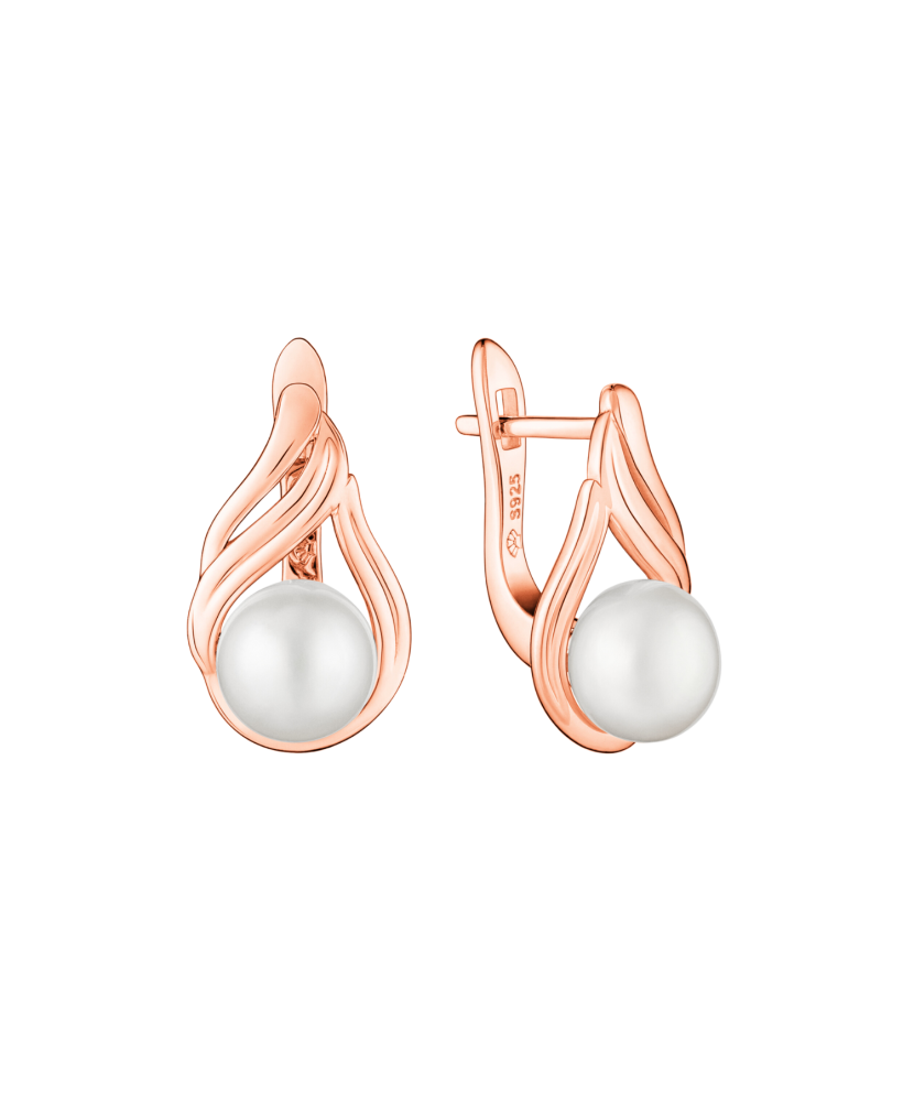 Позолоченные серьги из серебра с жемчугом