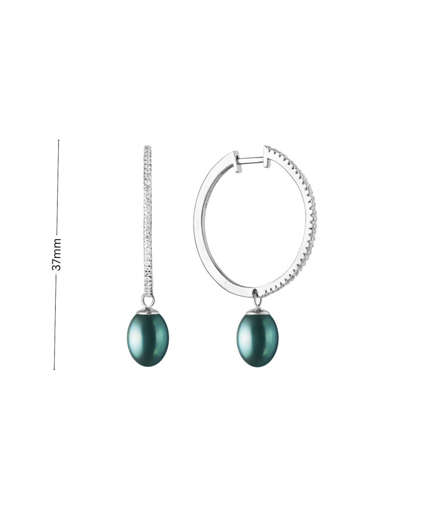 Sterling silver earrings with pearls and zircons