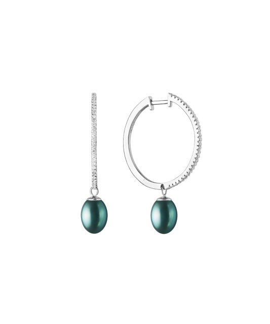 Sterling silver earrings with pearls and zircons