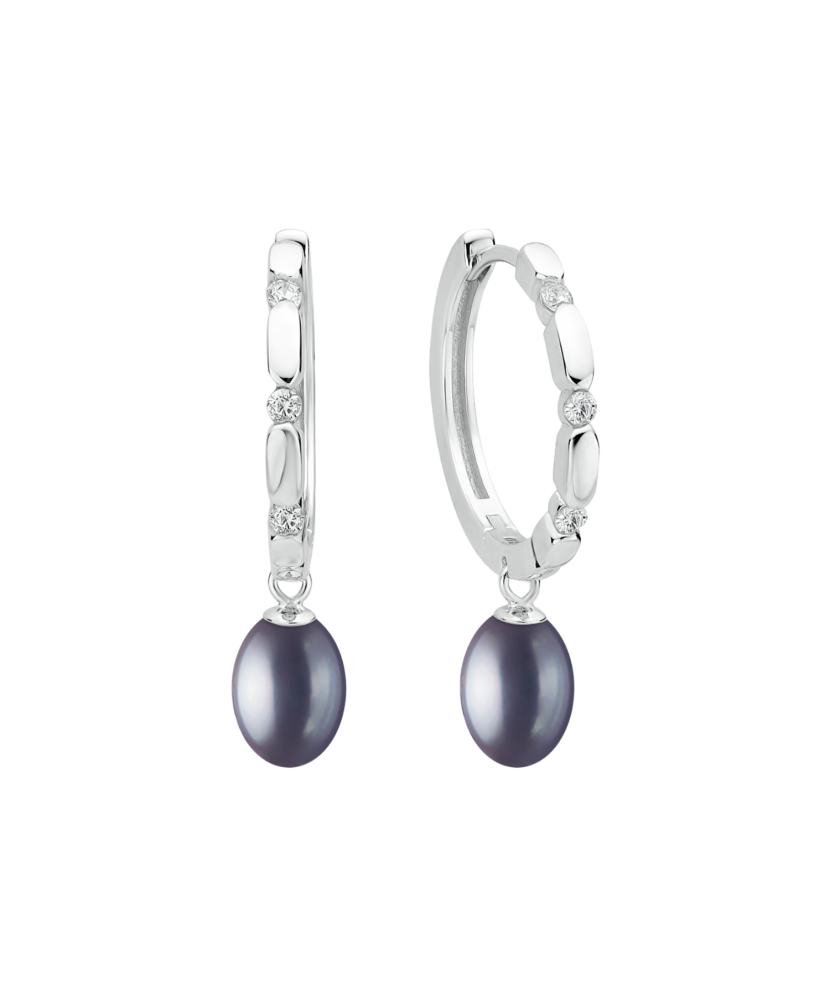 Sterling silver earrings with pearls and zircons