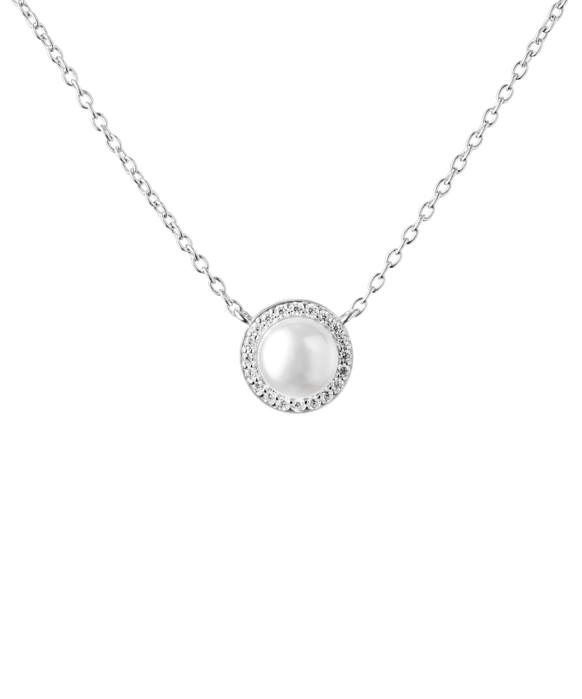 Sterling silver chain with pearl pendant and zircons