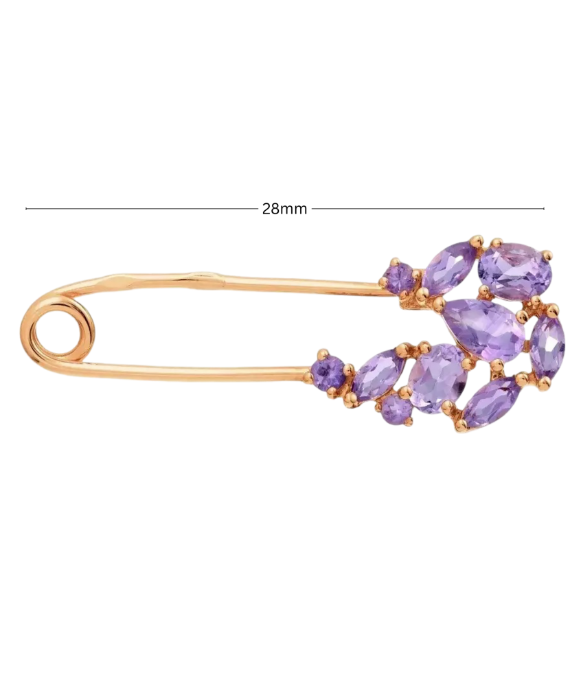 Gold brooch with amethysts