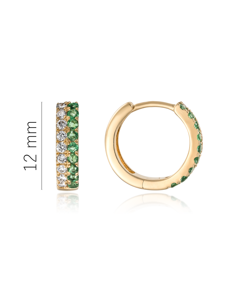 Yellow gold earrings with diamonds and emeralds