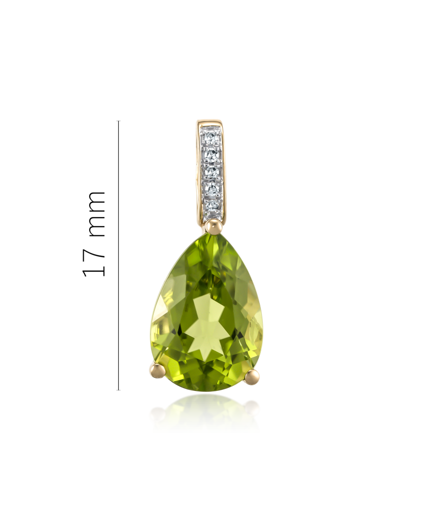 Yellow gold pendant with diamonds and peridot