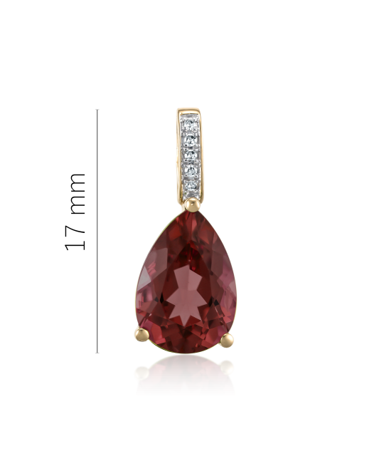 Кулон из желтого золота с бриллиантами и гранатом
