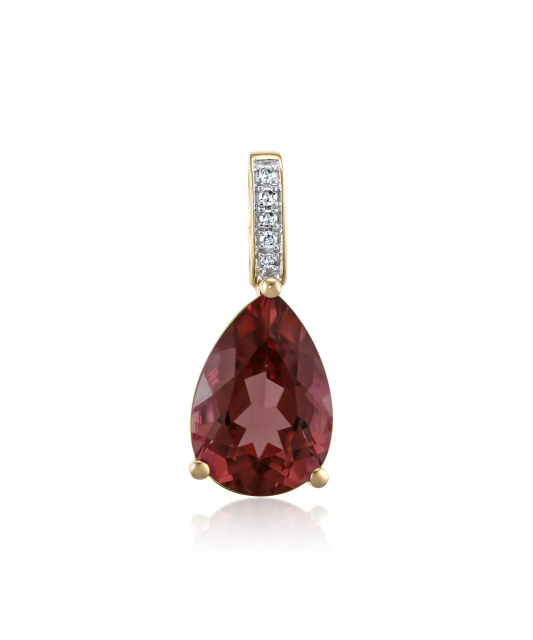 Yellow gold pendant with diamonds and garnet