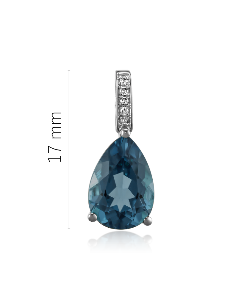 White gold pendant with diamonds and London topaz