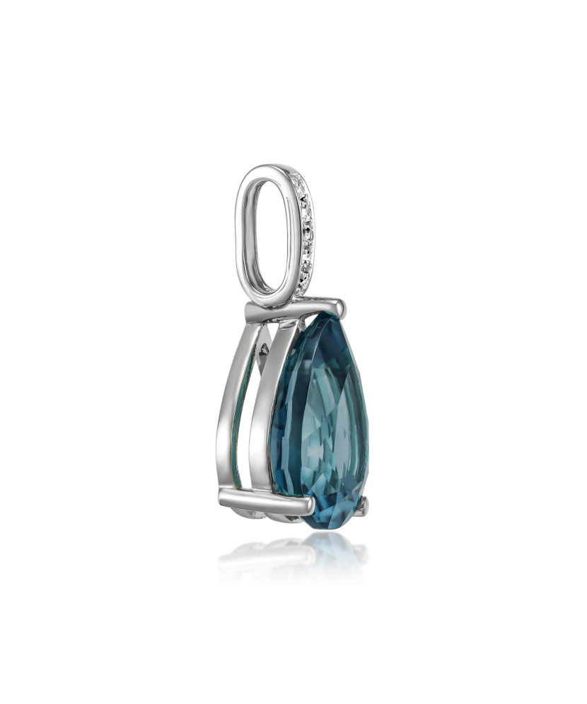 White gold pendant with diamonds and London topaz