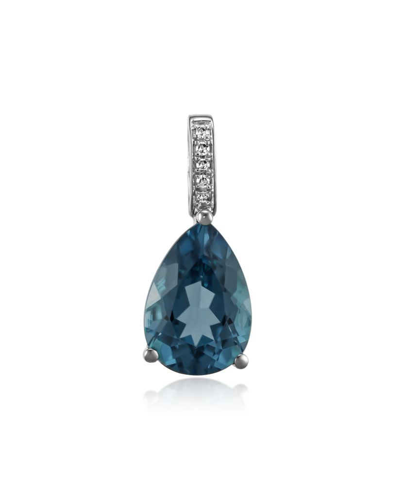 White gold pendant with diamonds and London topaz
