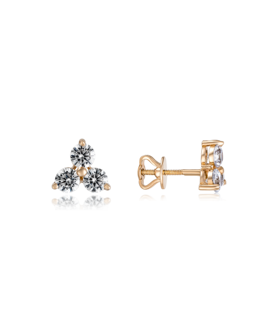 Gold earrings with zircons