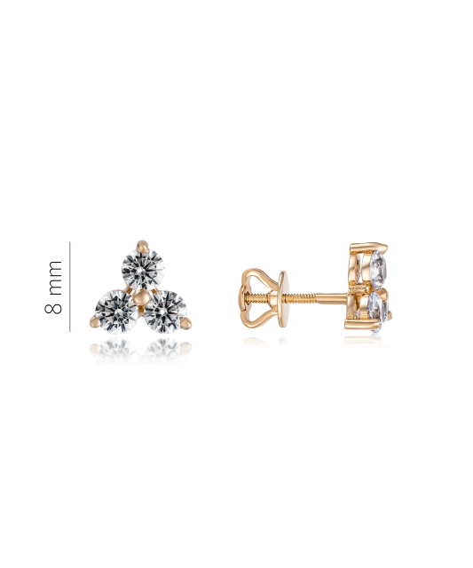 Gold earrings with zircons